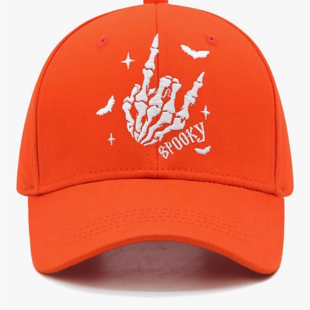 Orange Spooky Skeleton Hand Cap
